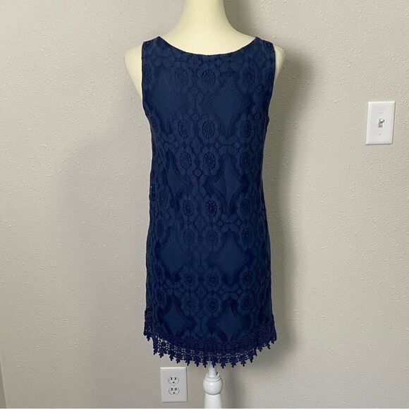 Elsie & Zoey Navy Blue Cotton Blend Sleeveless Lace Mini Dress Women's Size S/M - Picture 5 of 15